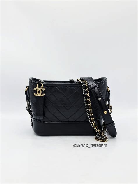 chanel gabrielle hobo bag small black|More.